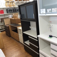 2枚扉レンジボード　　引き出し付き　ダークブラウン【取りに来れる...