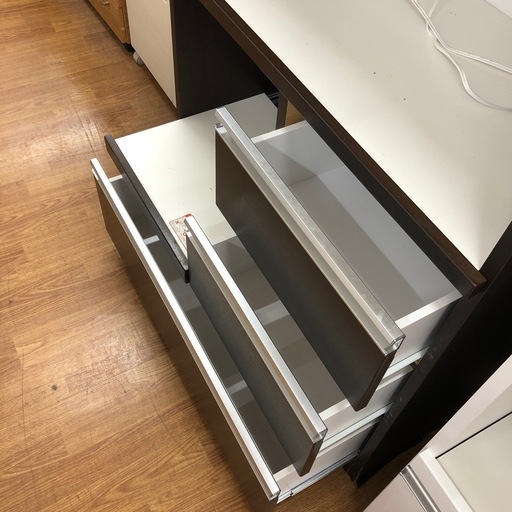 2枚扉レンジボード　　引き出し付き　ダークブラウン【取りに来れる方限定】