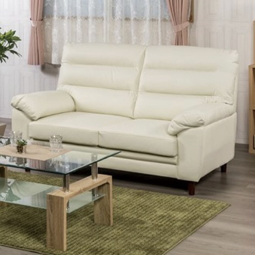 【超美品‼️】ヤマダ電機 163cm幅2人掛けソファ ラヴソファ ハイバックタイプ ソフトレザー(合成皮革)製アイボリー♪