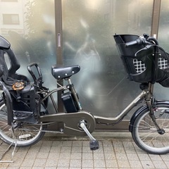 電動自転車 №3451 パナソニック ギュットミニ 20インチ グレー　子供乗せの画像