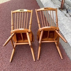 万代店　 松田家具　ダイニングチェア　ウィンザーチェア2脚
　の画像