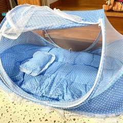 ベビー　蚊帳　ブルー　チャック不具合あり