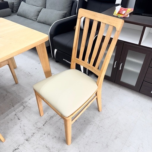 【展示未使用品‼️】大川家具 180cm幅6人掛けダイニングテーブルセット 食卓 座面合成皮革 天然木製ナチュラルブラウン♪