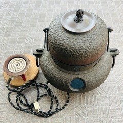 鋳鉄製 茶釜 セット電熱器付き中古品の画像