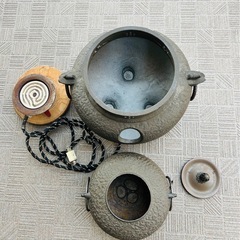 鋳鉄製 茶釜 セット電熱器付き中古品の画像