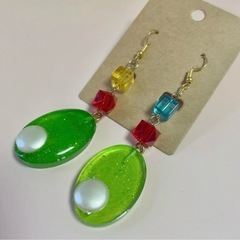 メロンソーダのピアス(イヤリング) ハンドメイド