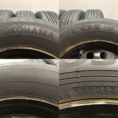 【YOKOHAMA ECOS ES31 165/70R14】夏タイヤ【スチールホイール 14インチ 5J4HPCD100】ハブ径60mm 21年製 マーチ等　(KTI364)クレジットカード QRコード決済可能の画像