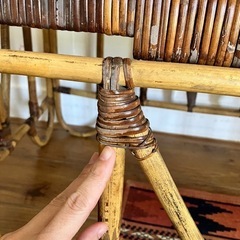 籐のアンティークベビーベット/折り畳み可能/希少デザイン/古道具/古家具/蚤の市/ビンテージ/ゆりかご/ランタンの画像