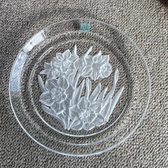 花柄ガラス細工プレート皿