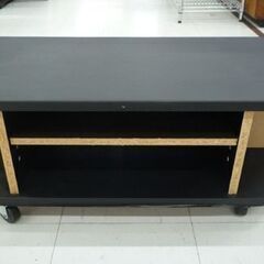 木製 ガラス扉 テレビボード 幅100cm ブラック 引出し付き テレビ台 AVボード 収納家具 苫小牧西店の画像