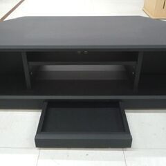 木製 ガラス扉 テレビボード 幅100cm ブラック 引出し付き テレビ台 AVボード 収納家具 苫小牧西店の画像