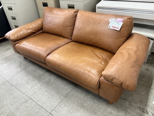 《リユースマン倉敷》unico ３人掛けレザーソファ ブラウン