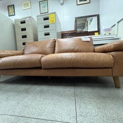 リユースマン倉敷》unico 3人掛けレザーソファ ブラウン (リユース