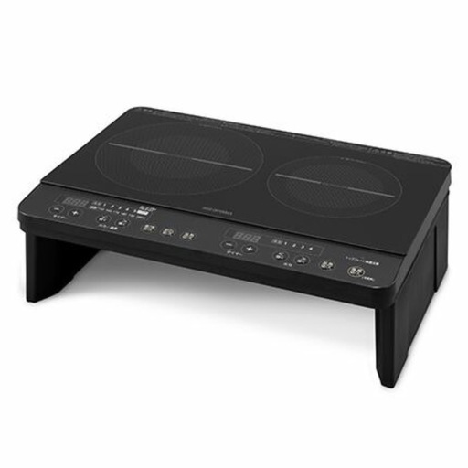 【超美品‼️】アイリスオーヤマ 2口IHクッキングヒーター 台座付き 電磁調理器 自動off機能 ブラック♪