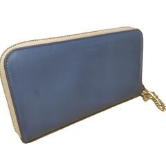 Chloe クロエ バイカラー 長財布 ブルー ウォレット レザー ラウンドファスナー ジッパー 金具の画像