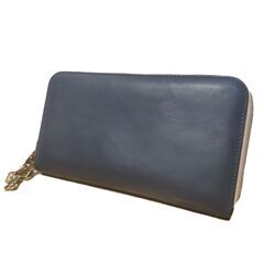 Chloe クロエ バイカラー 長財布 ブルー ウォレット レザー ラウンドファスナー ジッパー 金具の画像