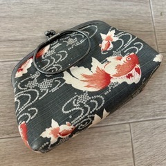 金魚柄　がま口バッグ＆ポーチ　リングハンドル付き　浴衣にもの画像