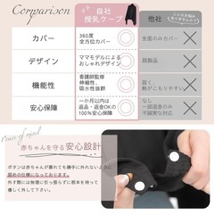 【新品】授乳ケープ 綿100％ 360度 安心 透けない ケープ ポンチョ 服 ブラックの画像