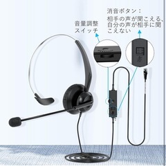 ヘッドセット電話機用 片耳 電話機用ヘッドフォン ノイズキャンセリングマイク付きの画像