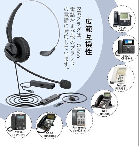 ヘッドセット電話機用 片耳 電話機用ヘッドフォン ノイズ