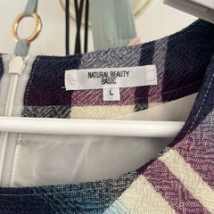 NATURAL BEAUTY BASIC チェック柄 半袖ワンピース Lサイズの画像