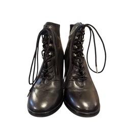 【美品】DIESEL 本革 レザー レースアップブーツ 37 BLK 24cmの画像
