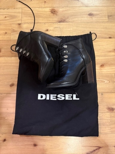 美品✨ディーゼル レースアップブーツ レザー 本革 サイズ42 美品】DIESEL 本革 レザー レースアップブーツ 37 BLK 24cm 【公式通販】