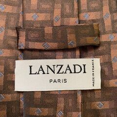 LANZADI PARIS シルクネクタイ 高級フランス製 幾何学柄 ブラウン系の画像