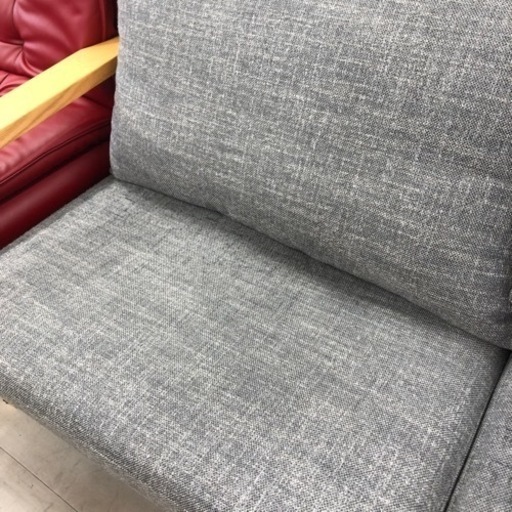 柏木工毛羽立ち　3人掛けソファー　グレー×ナチュラル【トレファク堺福田店】