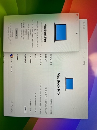 Mac Macbook Pro 2018 i7/8/256