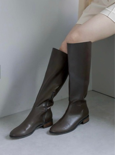 mystic スクエアトゥロングブーツ　ブラウン　37 2025 AW mystic スクエアトゥロングブーツ ブラウン 37 2025 AW mystic ブランド