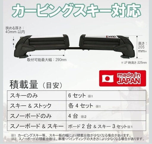 inno ルーフキャリア スキー・スノーボード専用