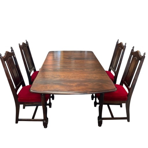 北海道民芸家具 ダイニング 5点セット テーブル チェアー アンティーク 食卓