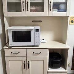 食器棚 レンジボード カントリー調 ホワイト