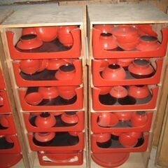 輪島塗朱色・黒色御膳6箱の画像