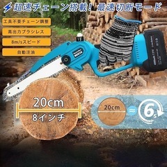 【新品未開封】電動 チェーンソー 充電式 8インチ【2025新登場分割式延長ポール最長3m・ポータブル収納バッグ&労力を節約肩掛けバンド付き】高枝切り電動チェーンソーの画像