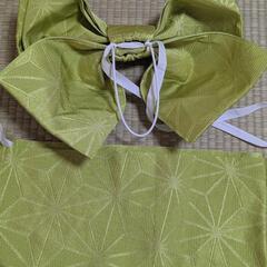 浴衣用作り帯　麻の葉・黄緑の画像