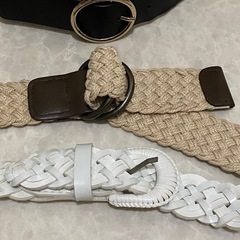 レディース　ベルト　３点セット　ホワイト　ブラック　ベージュの画像