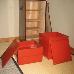 輪島塗朱色五段重箱の画像