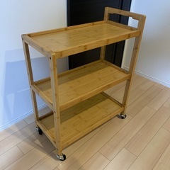 竹製　キッチンワゴン