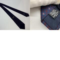"ＣＨＡＮＥＬ　ネクタイ　ネイビーブルー　幅10ｃｍ(3.94 inch) 送料無料の画像