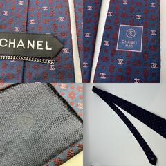 "ＣＨＡＮＥＬ　ネクタイ　ネイビーブルー　幅10ｃｍ(3.94 inch) 送料無料の画像