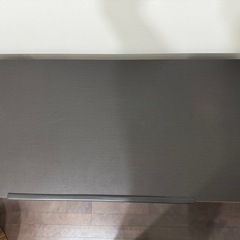 ダークブラウン シンプルデスク オープンシェルフ付きの画像