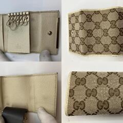 GUCCI 6連キーケース GGキャンバス ブラウン 　送料無料の画像