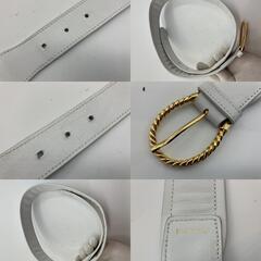 GUCCI  オールドグッチ ベルト 全長94ｃｍ(37.01 inch)　幅4.6ｃｍ(1.81 inch) ホワイト＆ゴールド　送料無料の画像