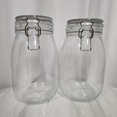 IKEA KORKEN  蓋付きガラス容器 2個