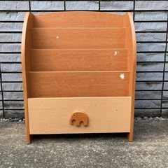 白井産業 ピノコロ ゾウの絵本棚　おもちゃ箱　木製　ラックの画像