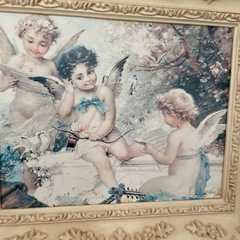 【 エンジェル 額絵 】天使　アンティーク調　ロココ調　イタリア調　ヨーロピアンの画像