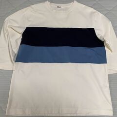 ikka メンズ XL バイカラーボーダー 7分袖 カットソー 大きめサイズの画像