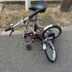 折りたたみ自転車　No.321　ワインレッド　16インチ　ミニベロ　小径車【リサイクルショップどりーむ荒田店】の画像